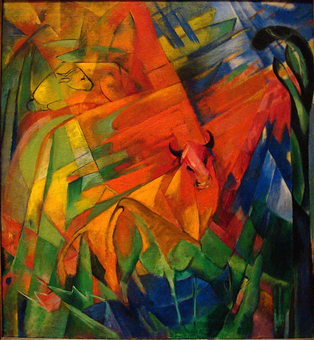 Animaux dans un paysage - Franz Marc image 1 copie peinte à la main à l’huile