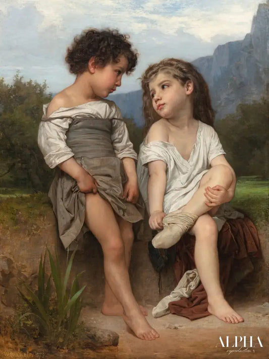 Au bord du ruisseau - William Bouguereau Reproductions de tableaux à la peinture à l’huile