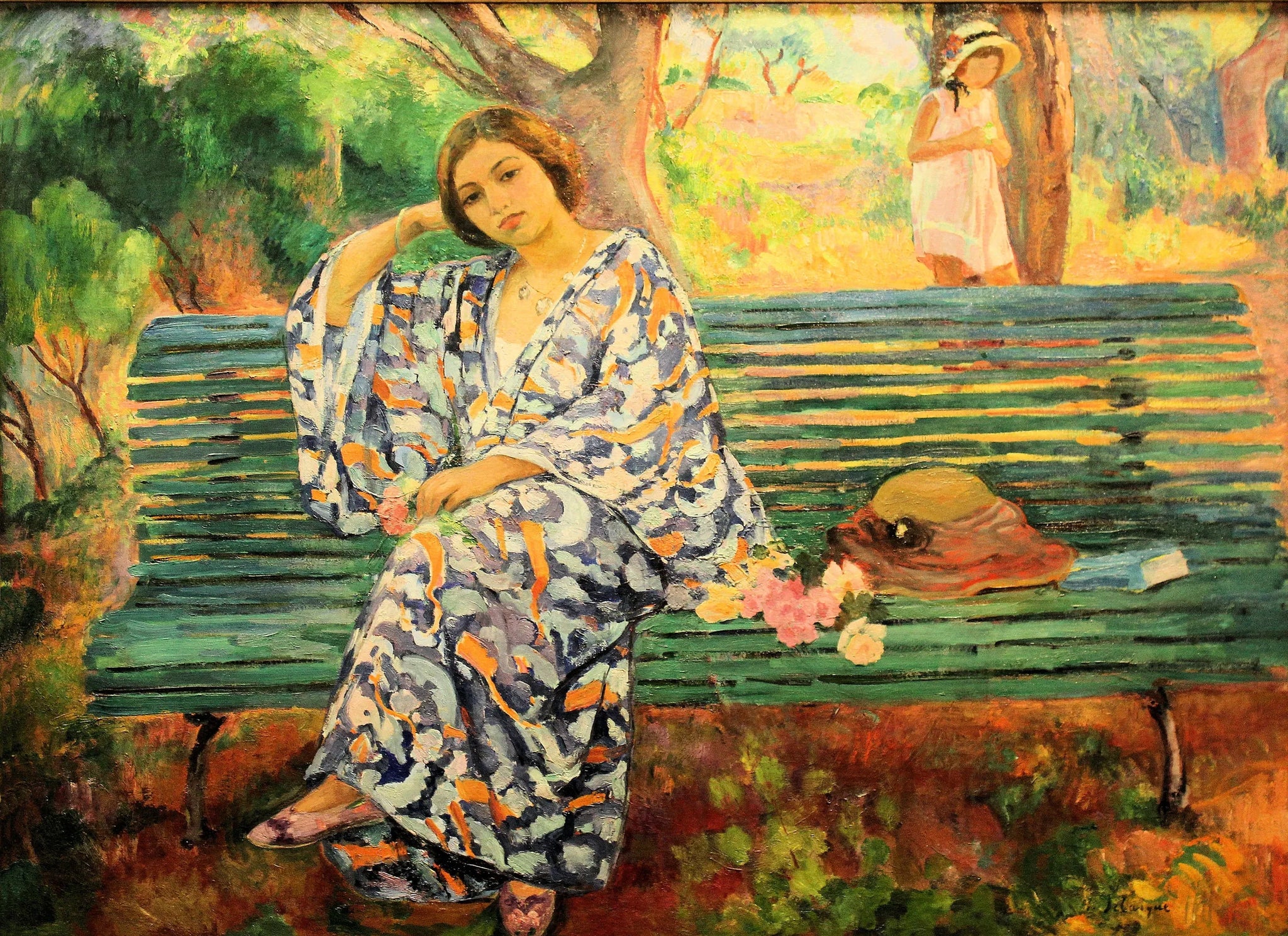 Auf der grünen Bank, Sanary - Henri Lebasque image 1 reproduction d’œuvre d’art à l’huile