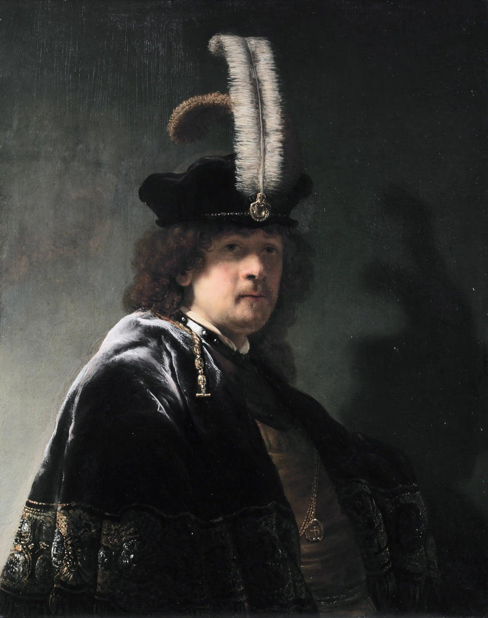 Autoportrait au chapeau à plume - Rembrandt image 1 tableau peint à l’huile sur toile