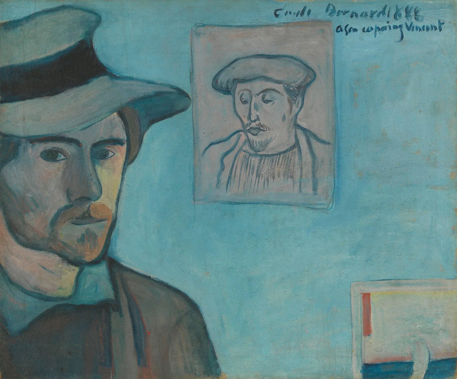 Autoportrait avec le portrait de Gauguin - Émile Bernard image 1 reproduction d’œuvre d’art à l’huile