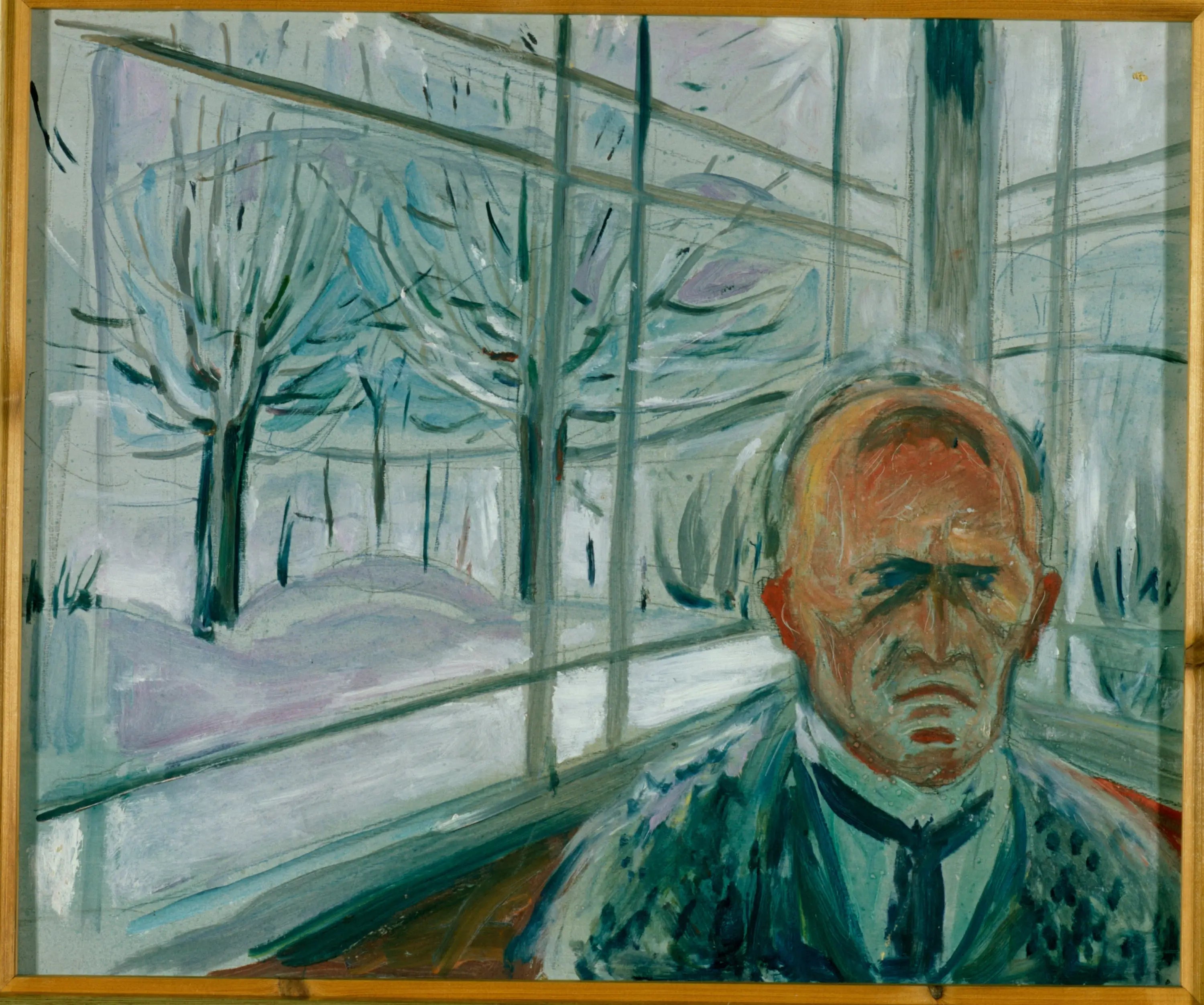 Autoportrait sur la véranda - Edvard Munch image 1 reproduction de peinture à l’huile