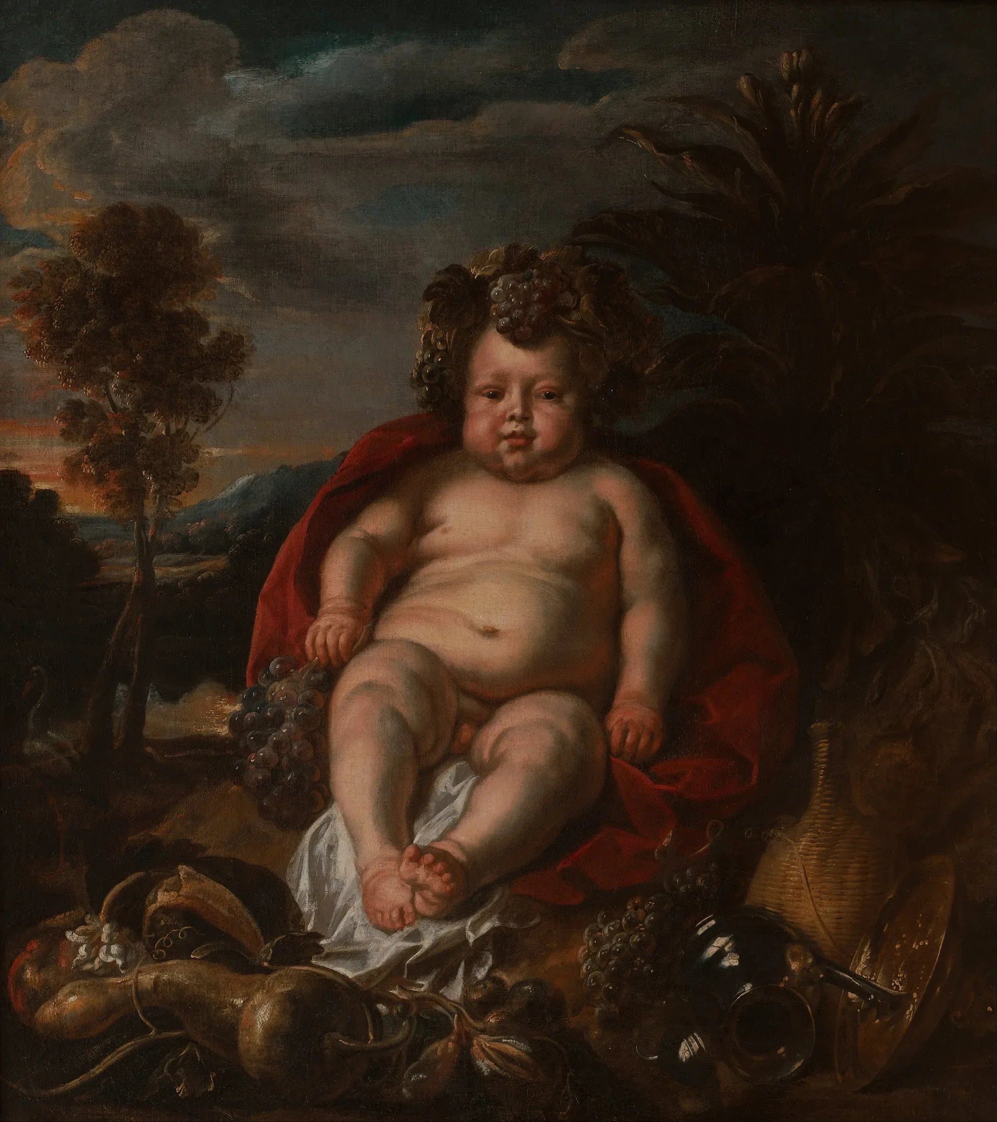 Bacchus enfant assis dans un paysage. - Jacob Jordaens image 1 reproduction d’œuvre d’art à l’huile