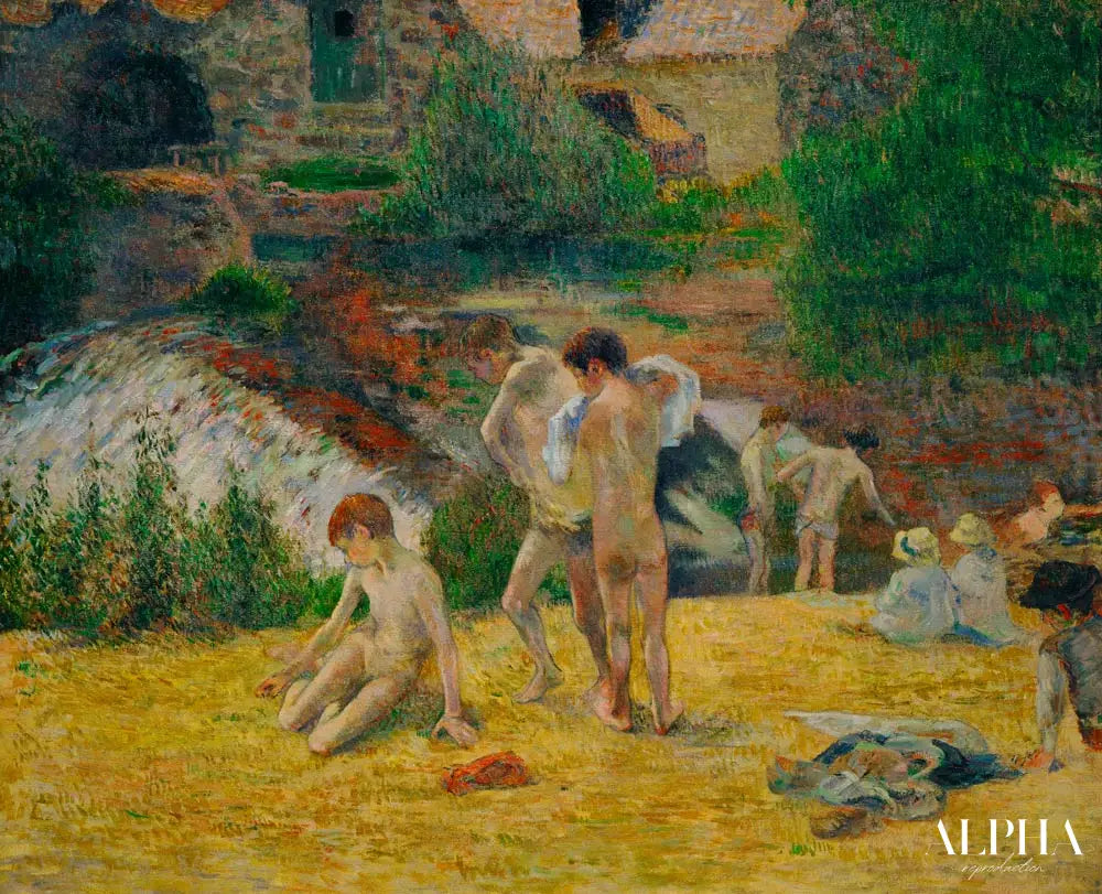 Bain à côté du moulin (les jeunes Bretons prennent un bain) - Paul Gauguin - Reproductions de tableaux et peintures haut de gamme