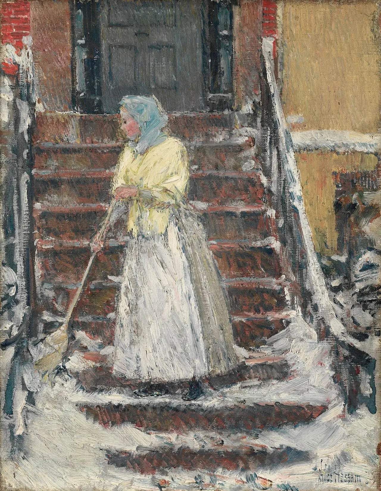 Balayage de la neige - Childe Hassam image 1 copie peinte à la main à l’huile