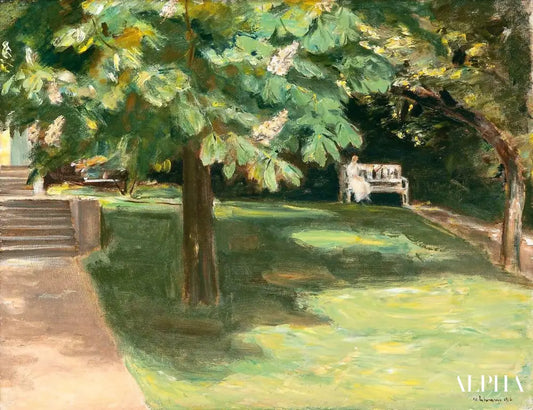 Banc de jardin sous le marronnier - châtaignes fleurissant - Max Liebermann - Reproductions de tableaux et peintures haut de gamme