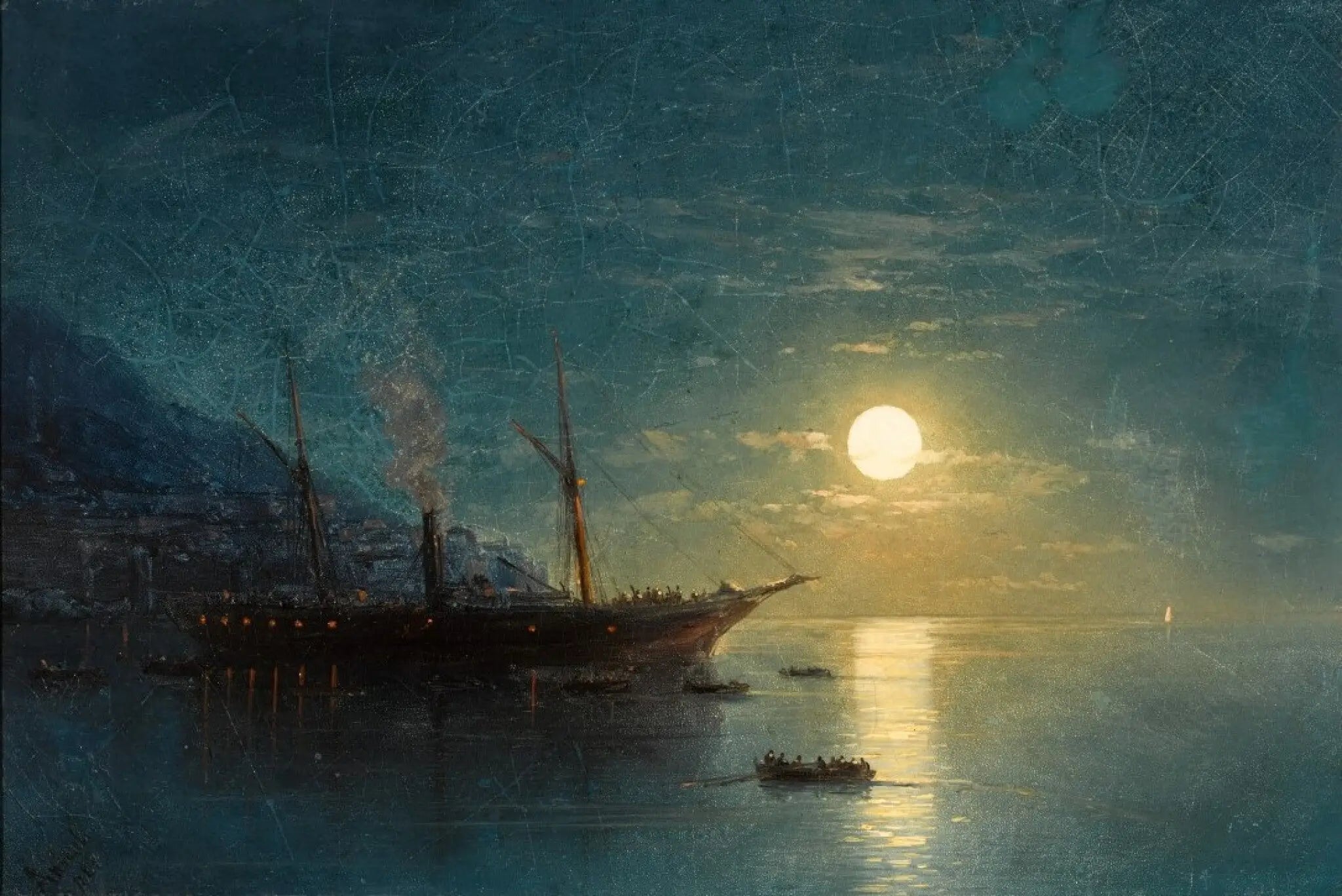 Bateau à vapeur par une nuit de clair de lune - Ivan Aïvazovski - Alpha Reproduction