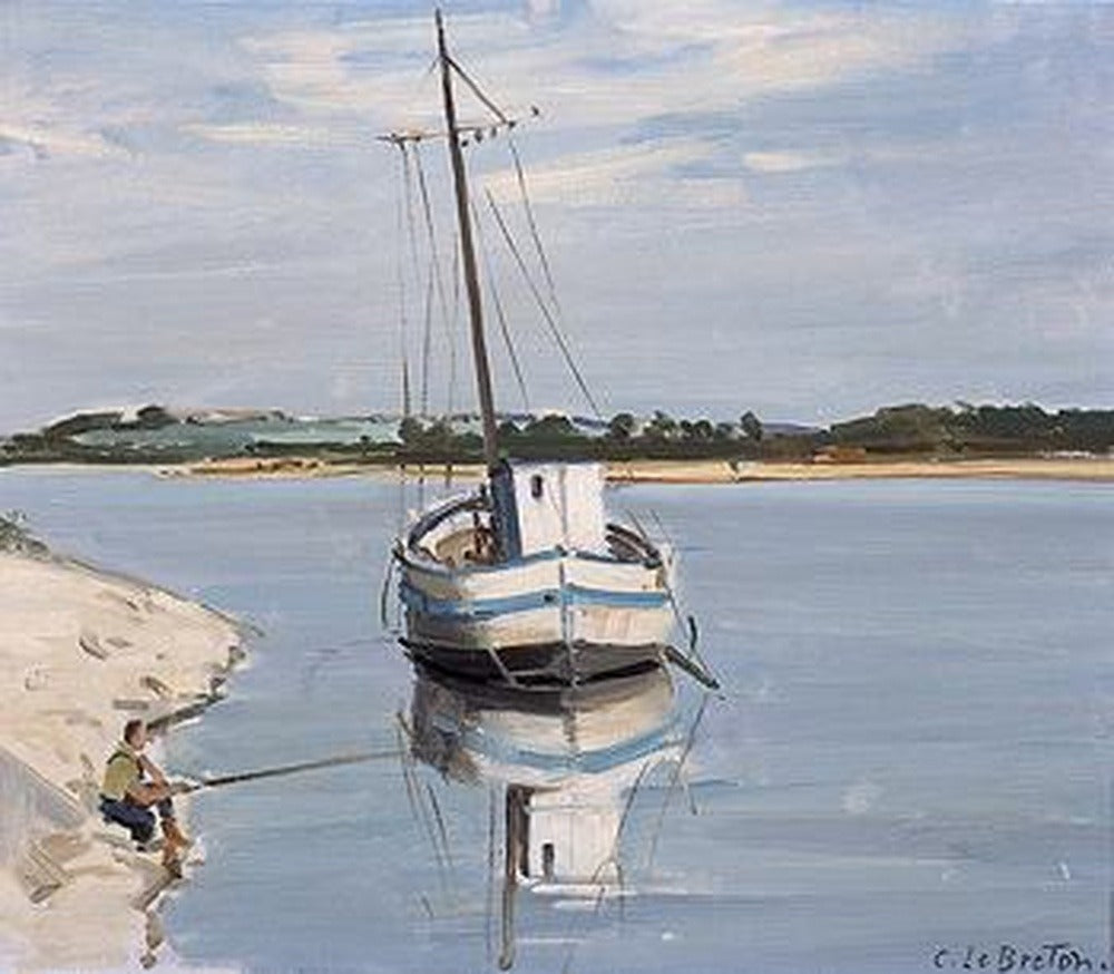 लुई नदी पर सफेद नाव - जूल्स ब्रेटोन