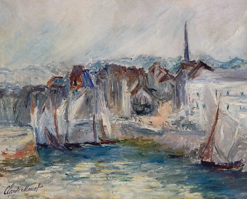 Bateaux dans le port de Honfleur - Claude Monet image 1 tableau peint à l’huile sur toile