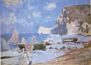Reproduction du tableau « Bateaux de pêche, Étretat - Claude Monet » par Alpha Reproduction en peinture à l’huile