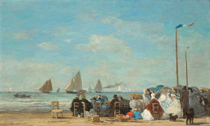 🏖️ ट्रूविल में समुद्र तट का दृश्य – यूजीन बोडिन (1863)