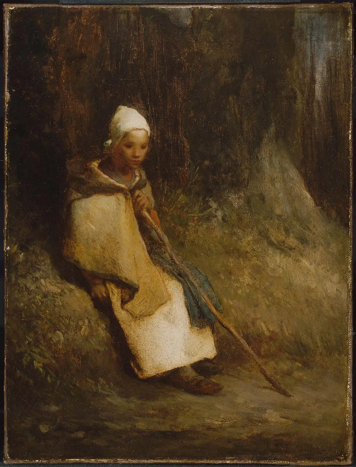 Bergère assise à la lisière de la forêt - Jean-François Millet - Alpha Reproduction