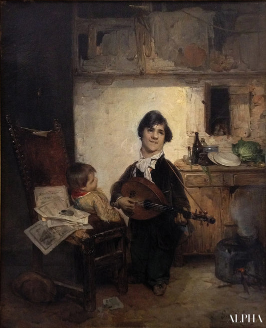 Boiteux jouant de la mandoline - Gerolamo Induno Reproductions de tableaux à la peinture à l’huile