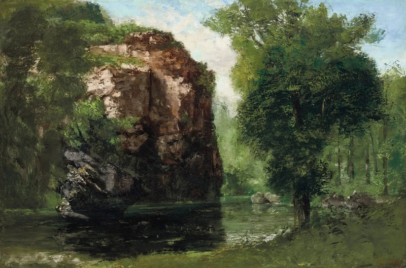 लू के किनारे बाएँ चट्टानों के साथ - Gustave Courbet