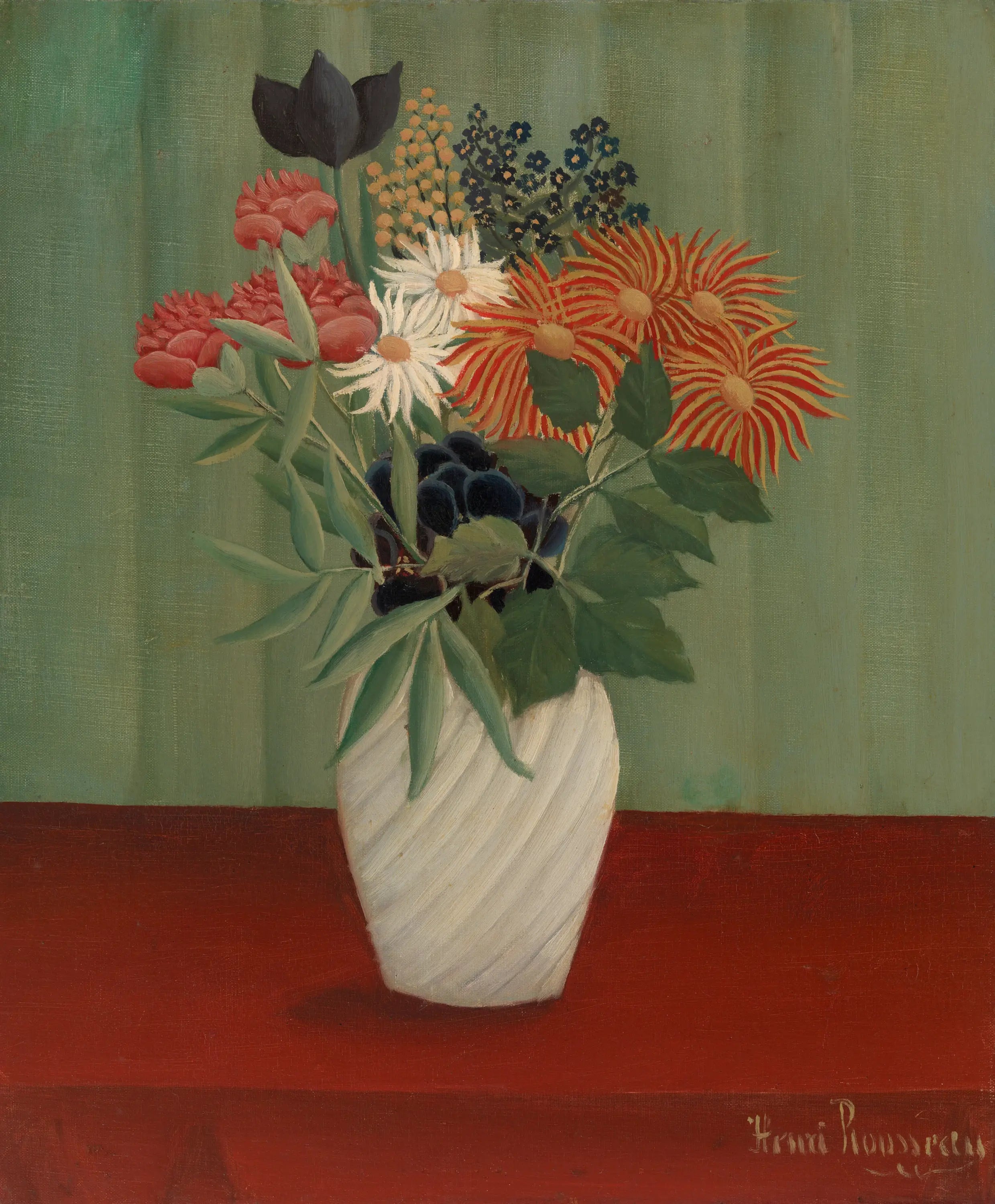 Bouquet de fleurs aux reines-marguerites et aux tokyos - Henri Rousseau - Alpha Reproduction