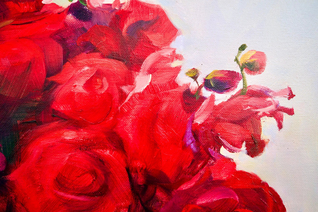 Bouquet de Rose | 100 x 130 cm image 4 reproduction artisanale de tableau