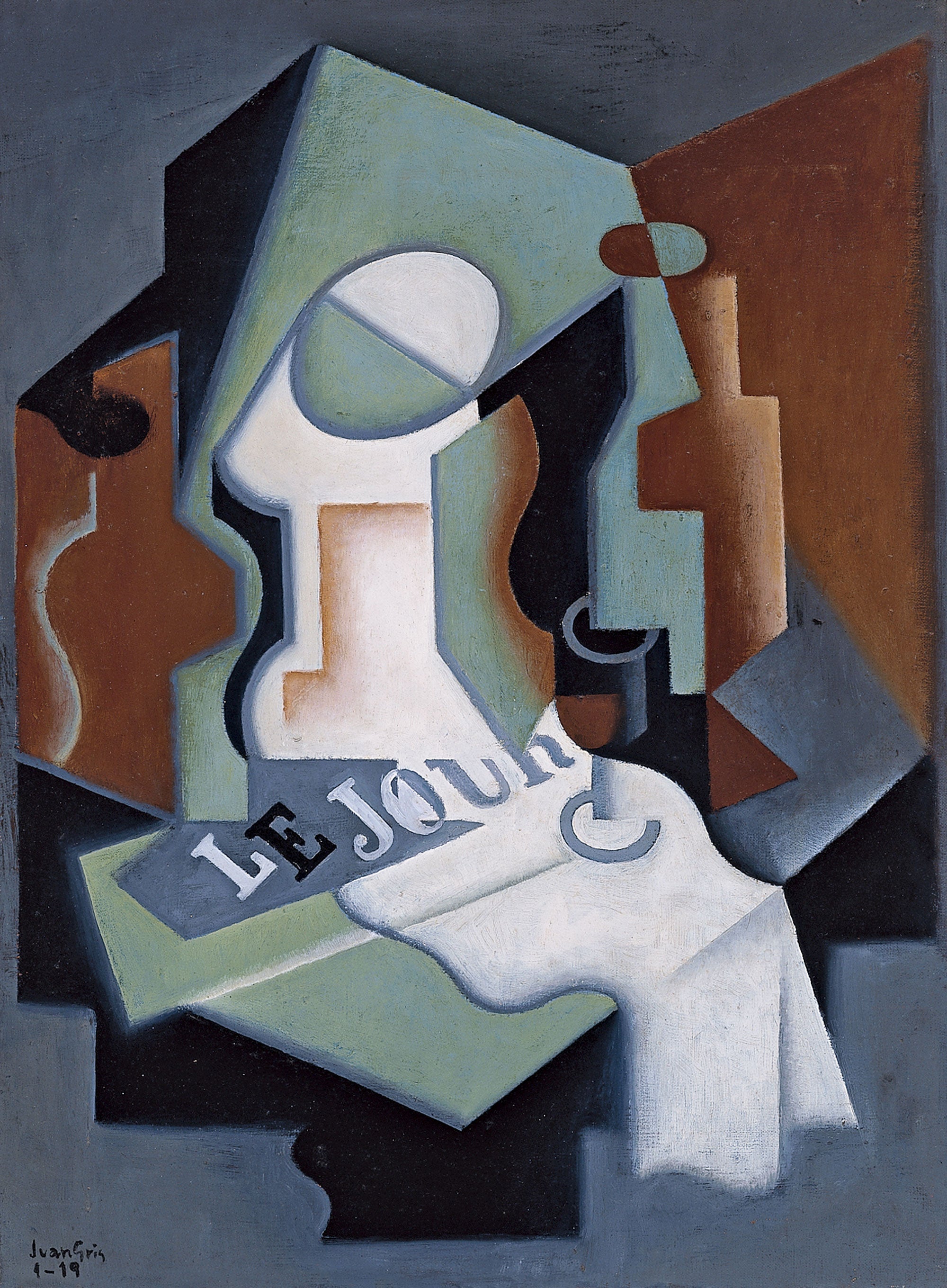 Bouteille et plat à fruits - Juan Gris - Alpha Reproduction