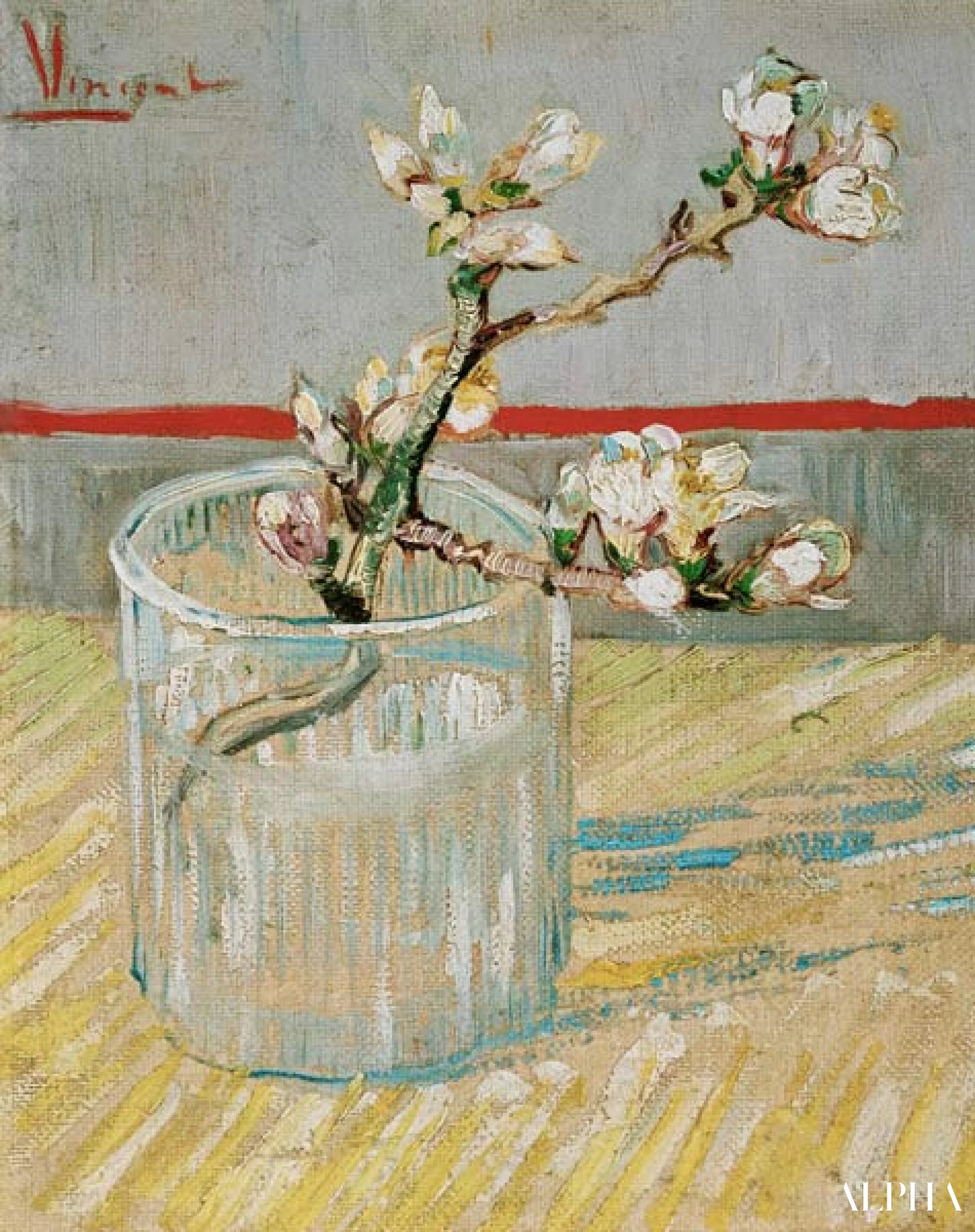 फूलों वाली बादाम की शाखा एक गिलास में - Van Gogh - उच्च गुणवत्ता वाली चित्रकला और पेंटिंग की प्रतियां