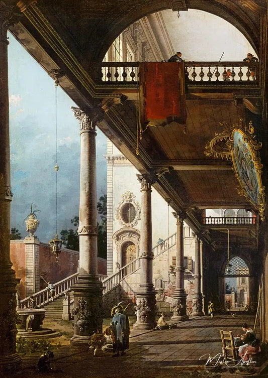 Capriccio avec colonnes - Giovanni Antonio Canal - Reproductions de tableaux et peintures haut de gamme