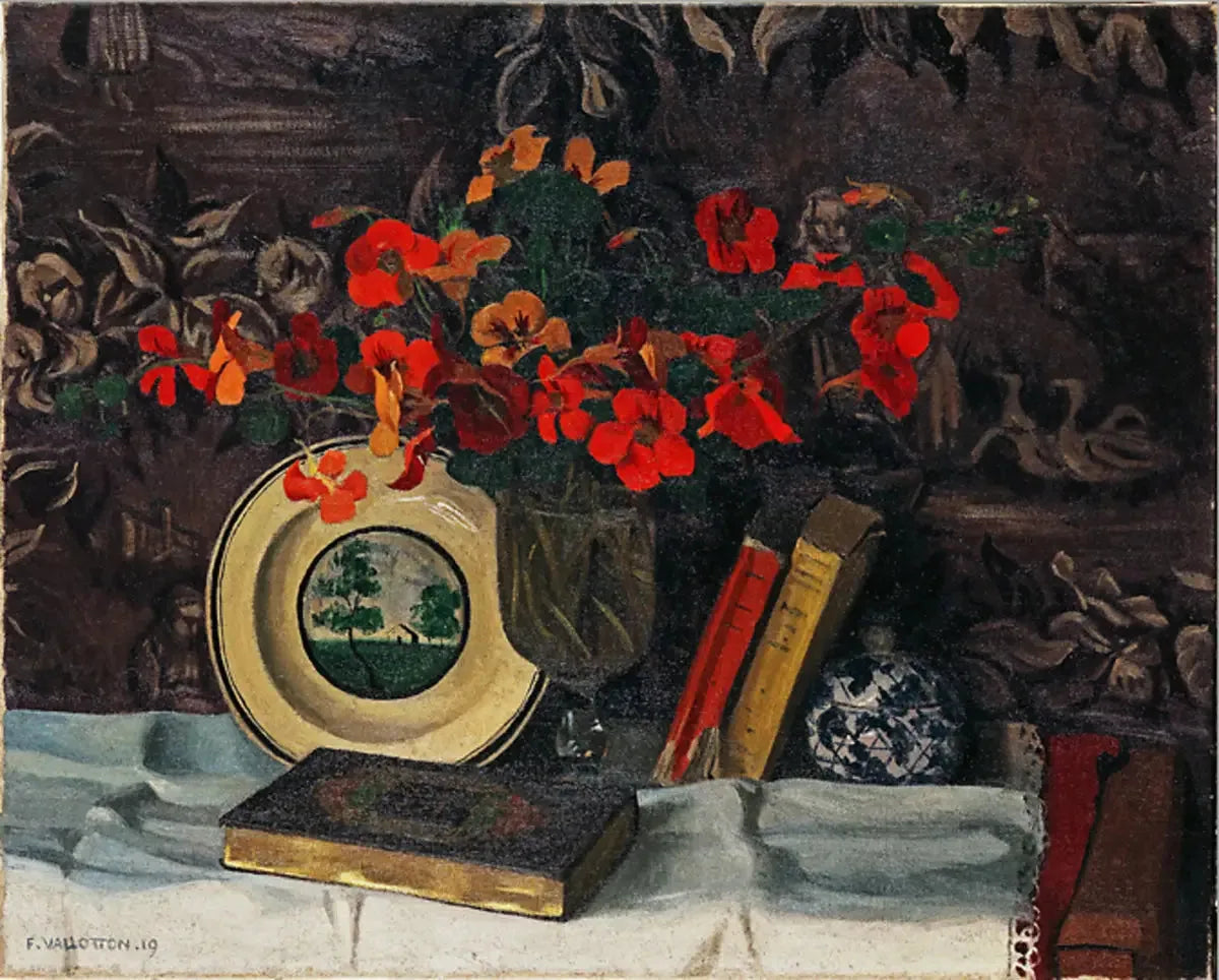 Capucines, fond violet - Félix Vallotton image 1 reproduction artisanale de tableau