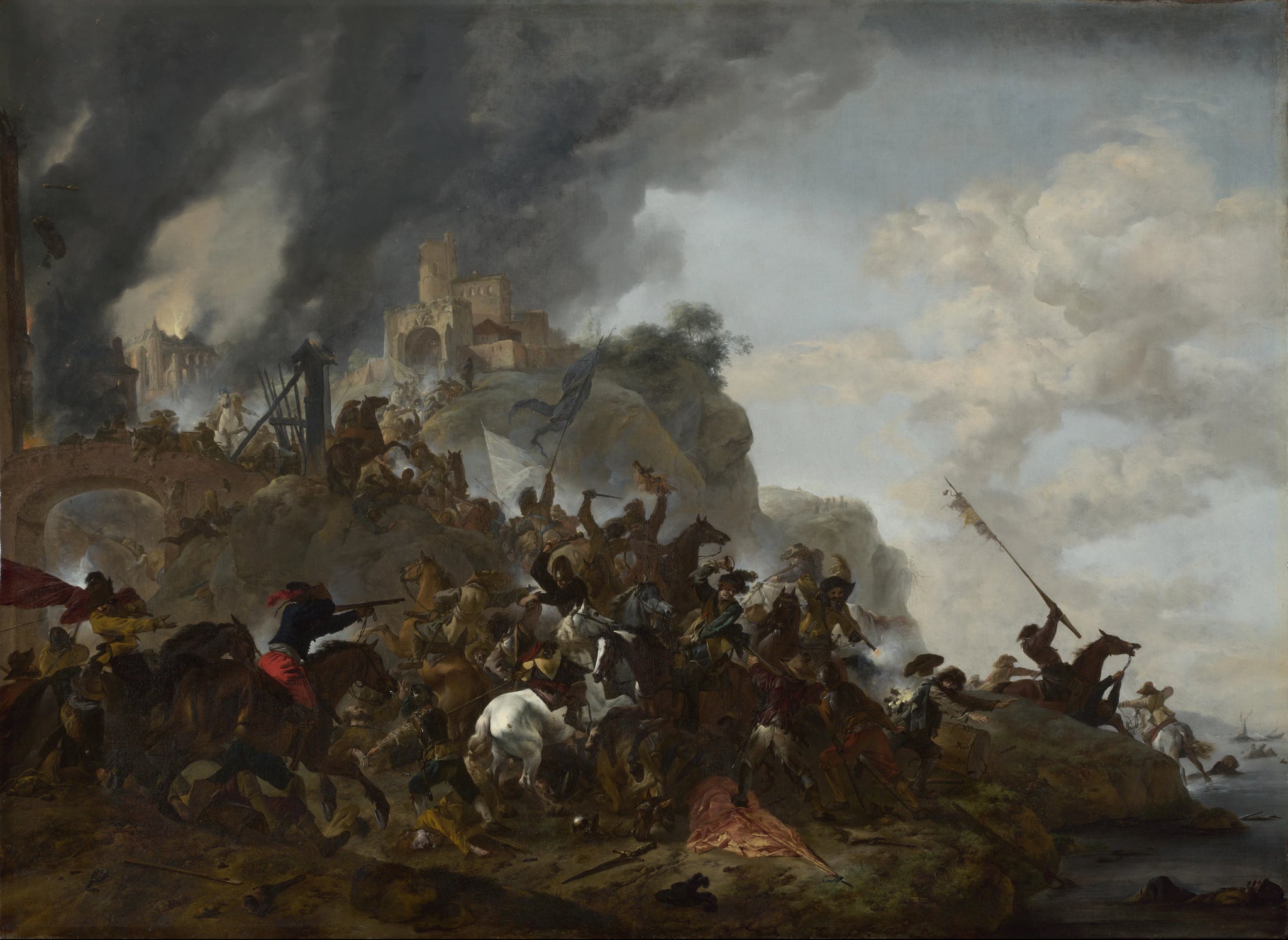 Cavalerie faisant une sortie depuis un fort sur une colline - Philips Wouwerman
