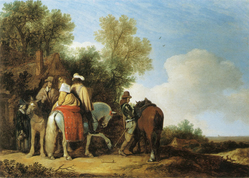 Cavalier devant une auberge - Gerard ter Borch image 1 tableau peint à l’huile sur toile