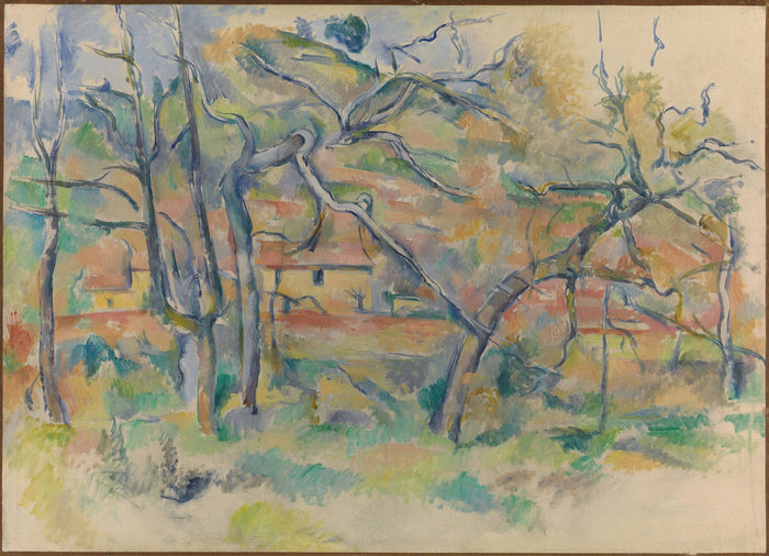 ला डुरेन नामक स्थान पर पेड़ और घर, लगभग 1885 - Paul Cézanne