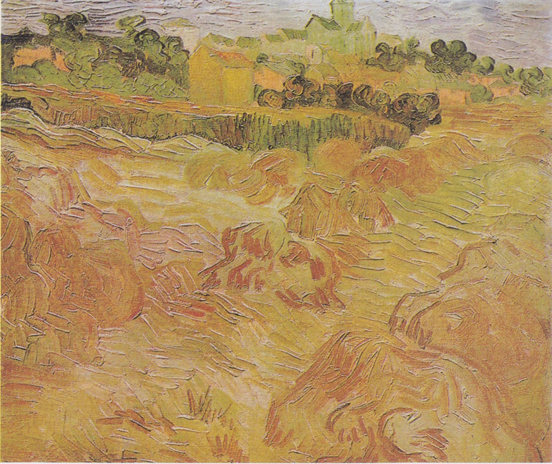 गेहूं के खेत के साथ Auvers पृष्ठभूमि में - विन्सेंट वैन गॉग