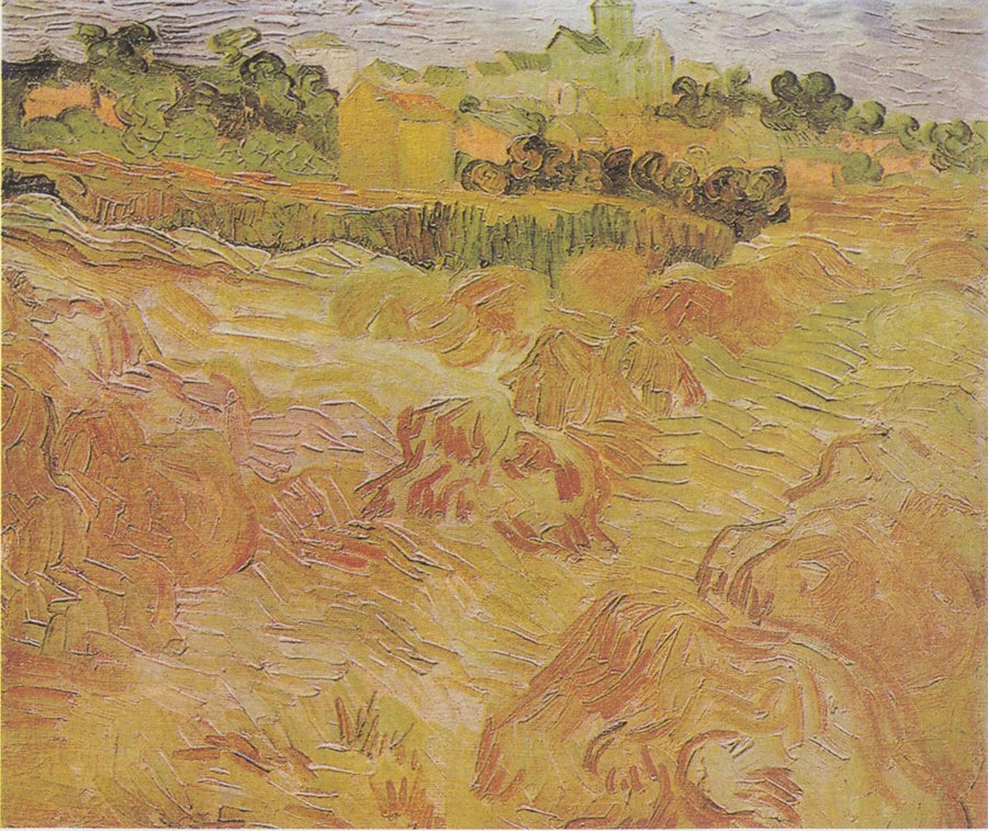 गेहूं के खेत के साथ Auvers पृष्ठभूमि में - विन्सेंट वैन गॉग