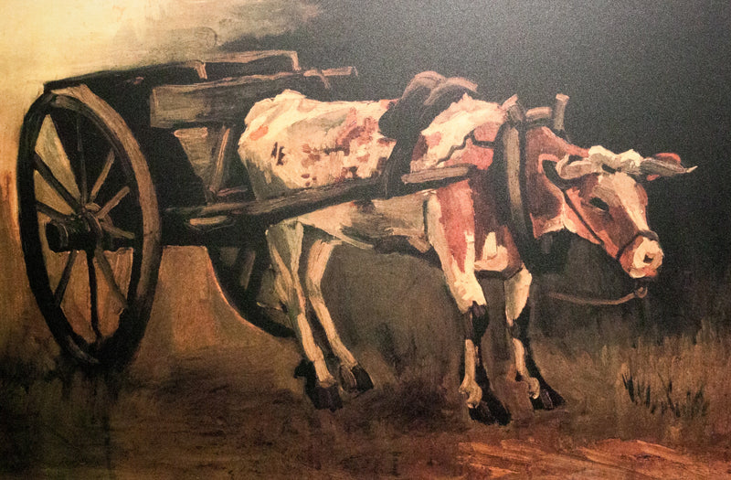 लाल और सफेद बैल के साथ गाड़ी - विन्सेंट वैन गॉग