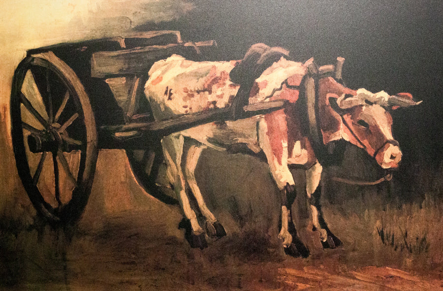 लाल और सफेद बैल के साथ गाड़ी - विन्सेंट वैन गॉग