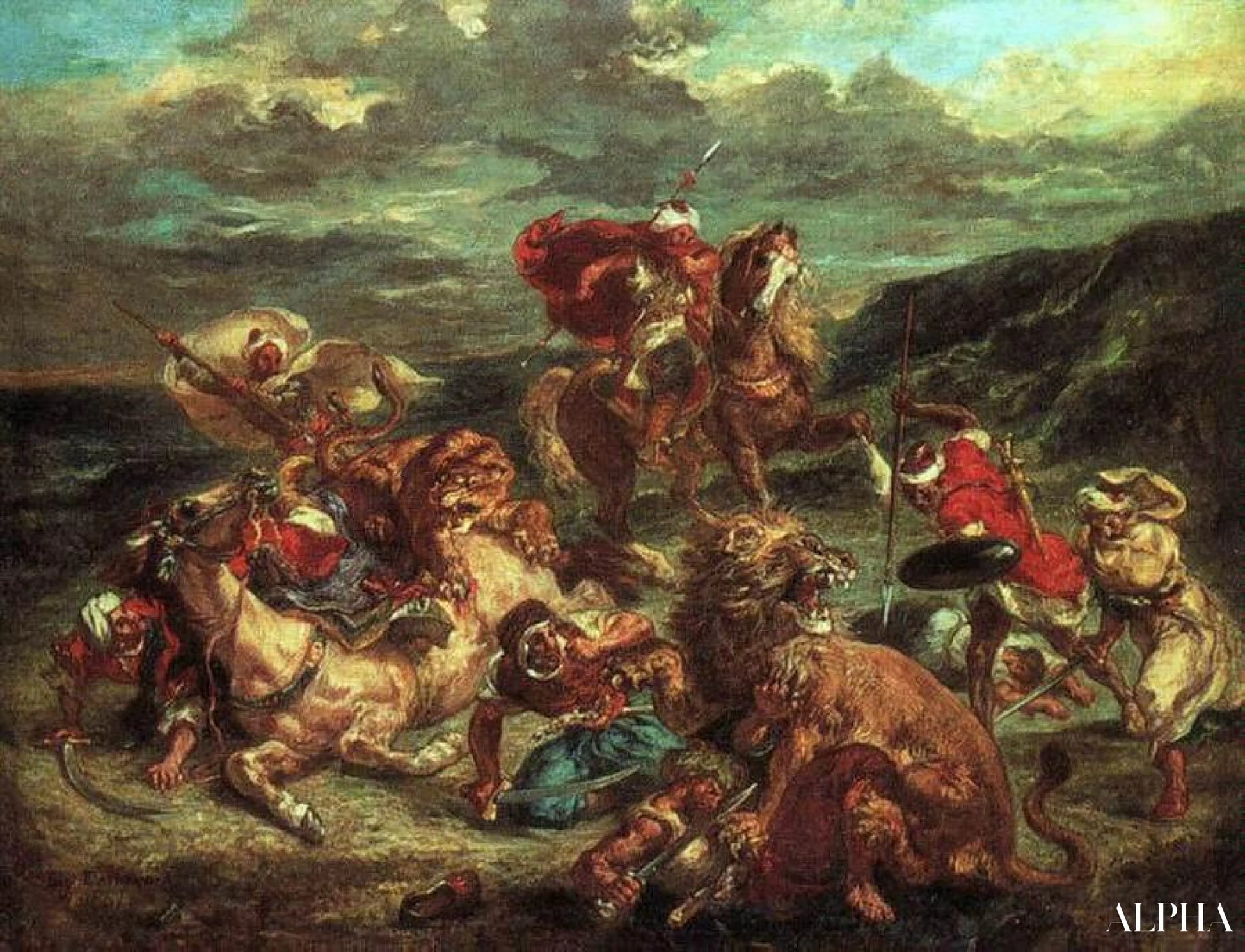 Chasse de lion - Eugène Delacroix - Reproductions de tableaux et peintures haut de gamme