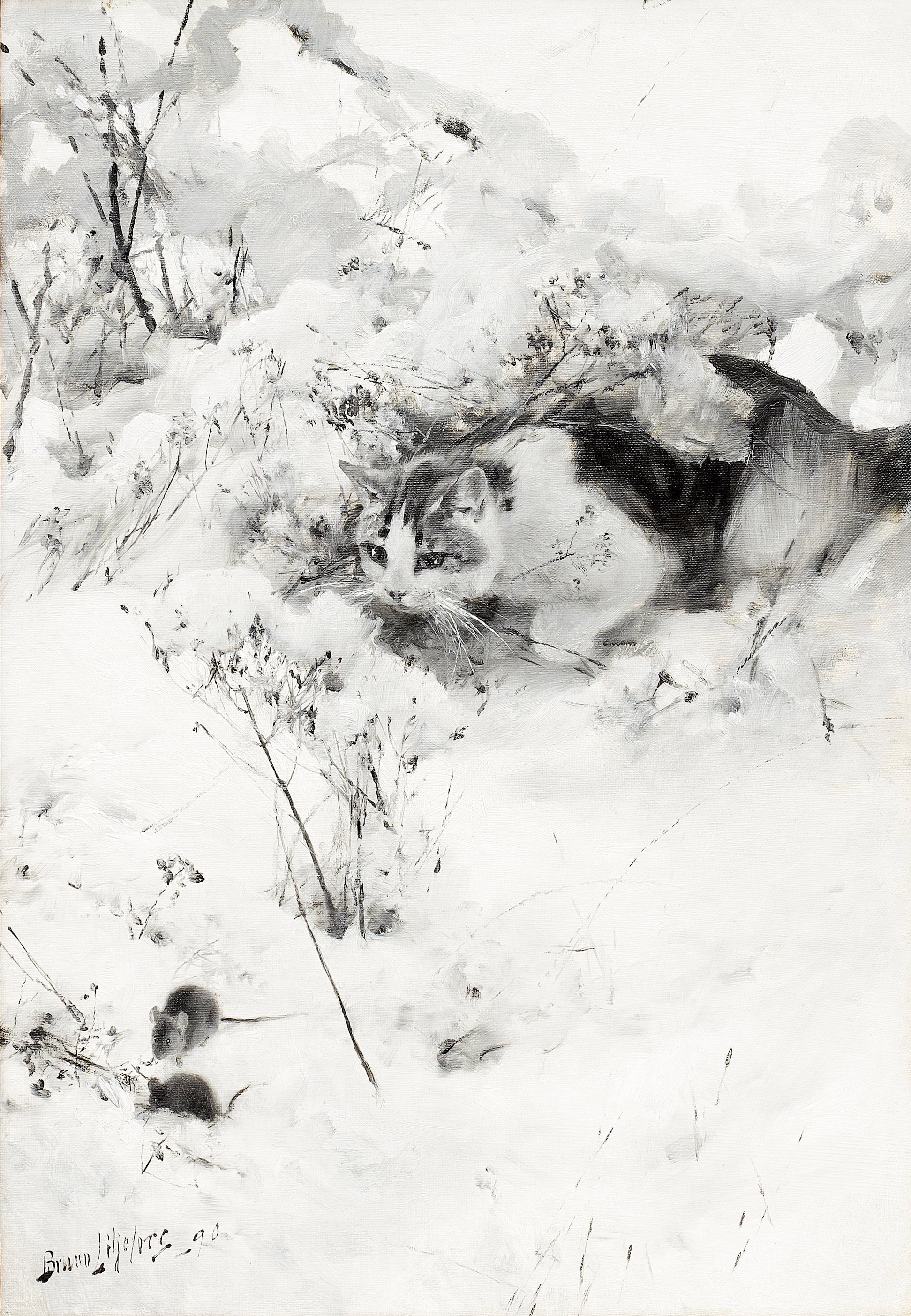 Chat traquant - Bruno Liljefors image 1 tableau peint à l’huile sur toile