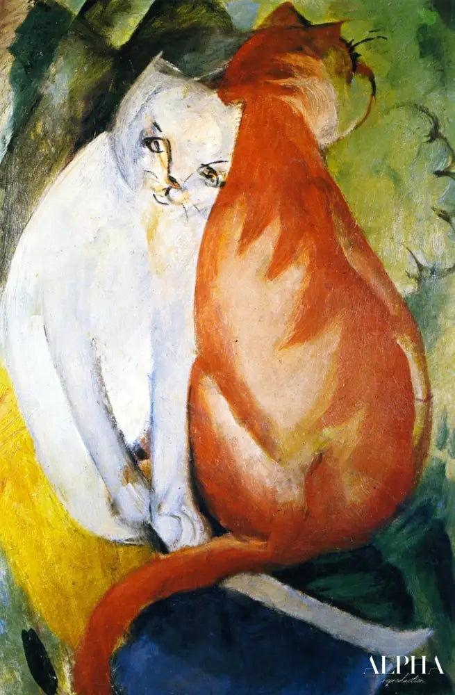 Chats, rouge et blanc - Franz Marc - Reproductions de tableaux et peintures haut de gamme