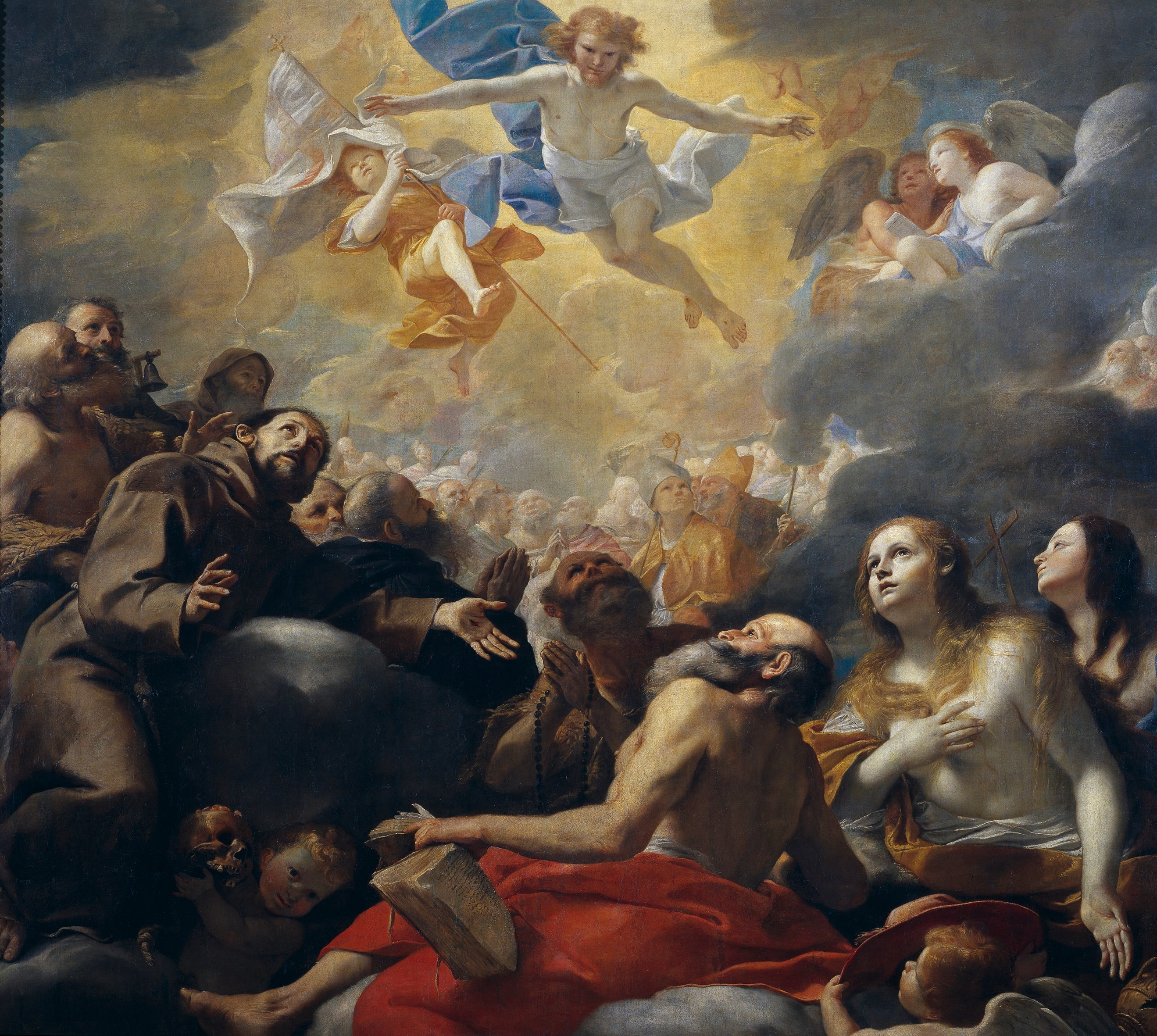 Christ dans la gloire avec les saints - Mattia Preti image 1 tableau peint à l’huile sur toile