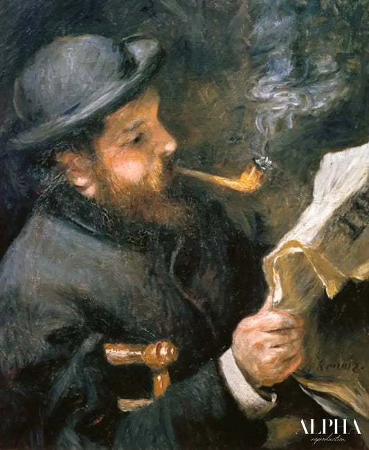 Claude Monet lisant un journal - Pierre-Auguste Renoir - Reproductions de tableaux et peintures haut de gamme