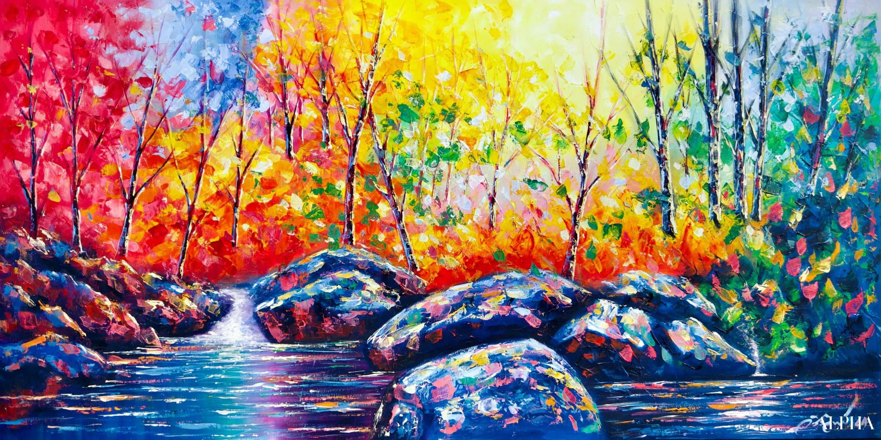 Colored Forest - Wachirawit | 120 x 60 cm Reproductions de tableaux à la peinture à l’huile