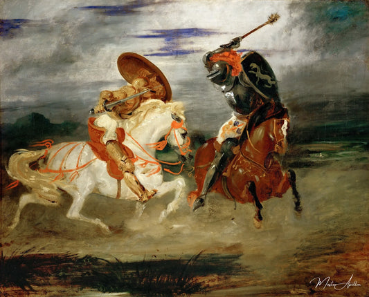 Combat de chevaliers à la campagne - Eugène Delacroix - Reproductions de tableaux et peintures haut de gamme