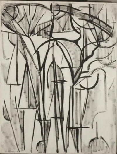 Reproduction du tableau « Composition arbres 1 (inachevé) - Piet Mondrian » par Alpha Reproduction en peinture à l’huile