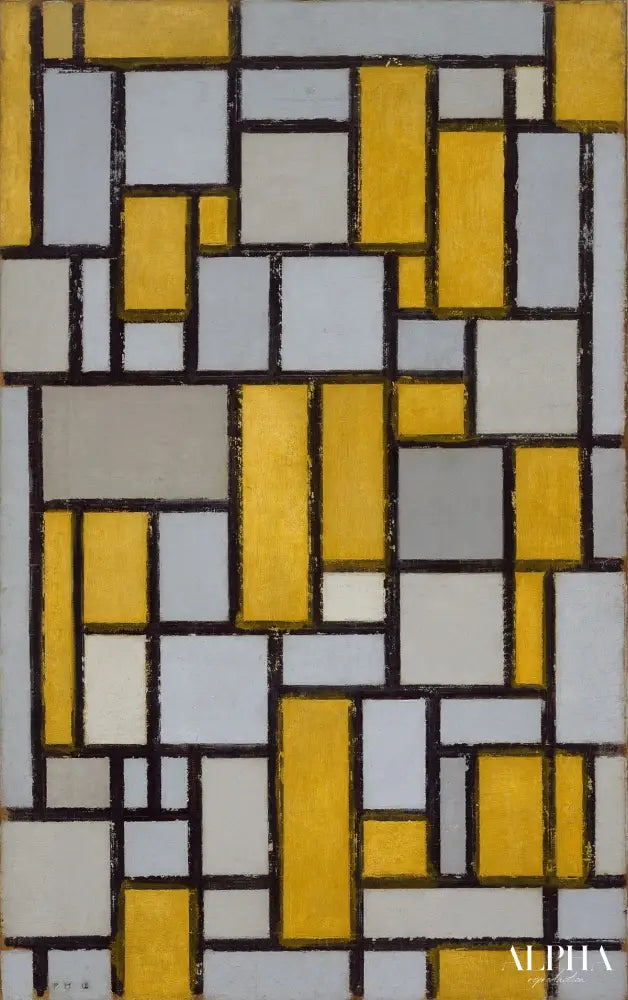 Composition avec la grille - Mondrian - Reproductions de tableaux et peintures haut de gamme