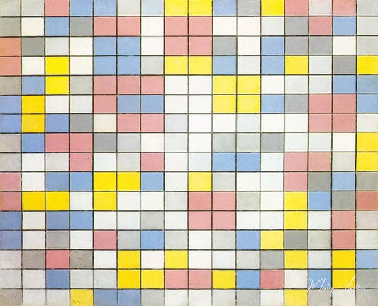 Composition de la grille 9 compositions du damier couleurs vives - Mondrian - Reproductions de tableaux et peintures haut de gamme