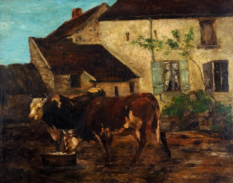 एट्रेता के पास फार्म का आंगन - Gustave Courbet