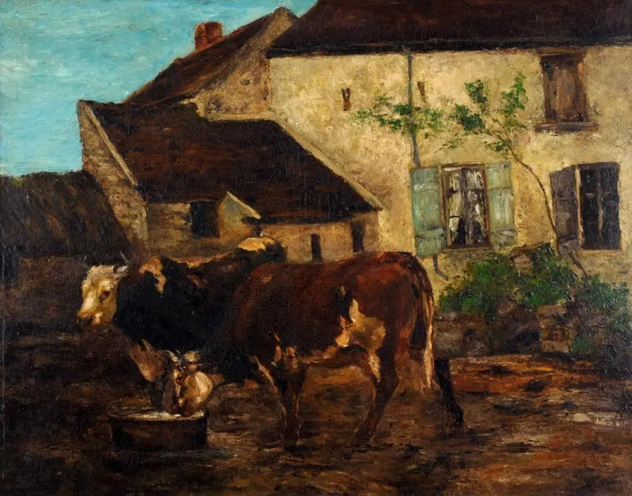 एट्रेता के पास फार्म का आंगन - Gustave Courbet