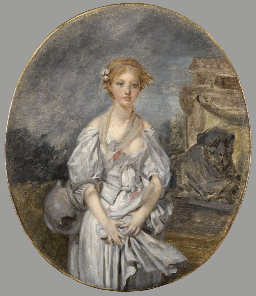 La Cruche cassée, copie ou esquisse originale d'après le tableau conservé au Louvre. - Jean-Baptiste Greuze