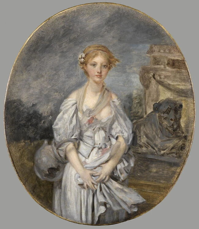 La Cruche cassée, copie ou esquisse originale d'après le tableau conservé au Louvre. - Jean-Baptiste Greuze