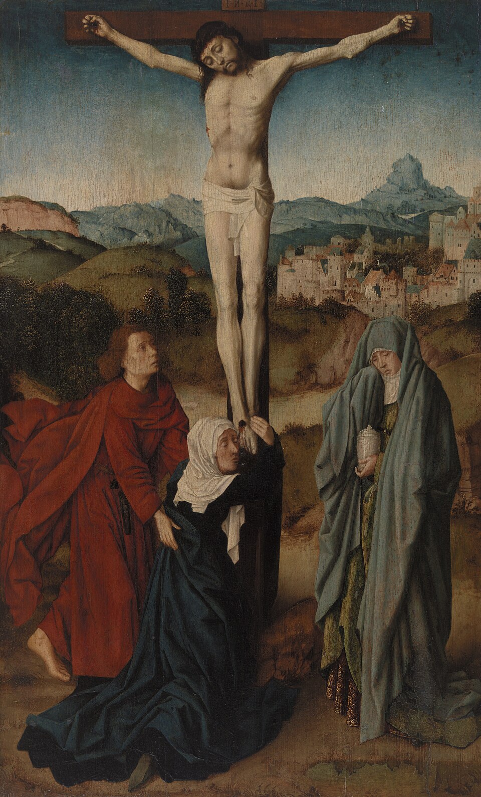 Crucifixion avec la Vierge, saint Jean et Marie-Madeleine - Gérard David image 1 tableau peint à l’huile sur toile