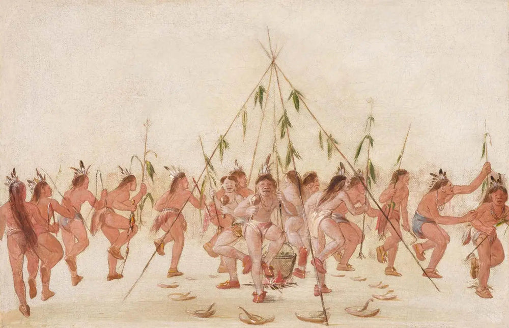 Danse du maïs vert, Hidatsa - George Catlin image 1 reproduction de peinture à l’huile