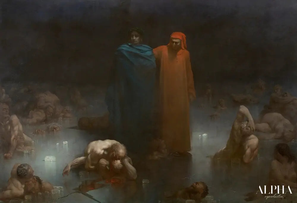 Dante et Virgile dans le neuvieme cercle de l’enfer - Gustave Doré Reproductions de tableaux à la peinture à l’huile