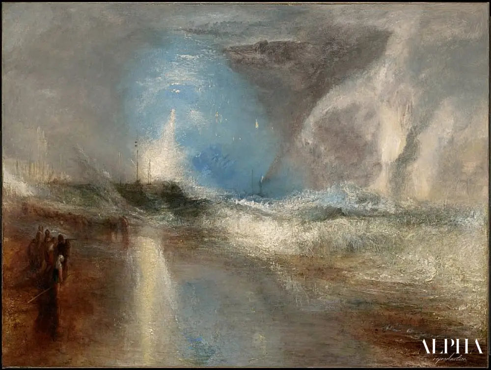 Des fusées et des feux bleus pour avertir les bateaux à vapeur des hauts fonds - William Turner - Reproductions de tableaux et peintures haut de gamme