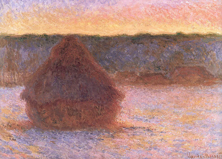 सूर्यास्त के समय भूसे की तिनके, ठंडा मौसम - Claude Monet